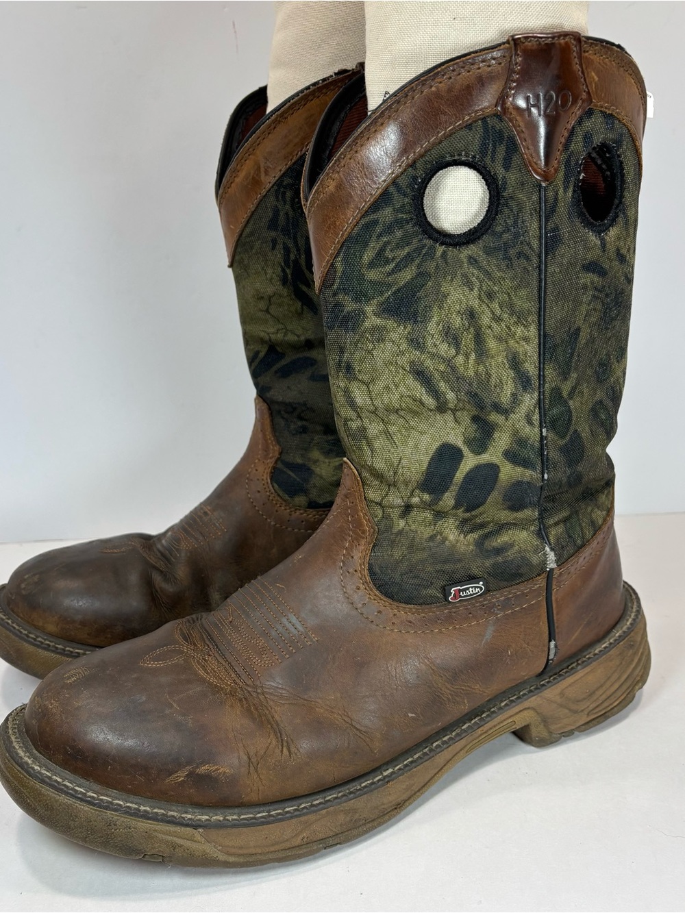 Justin Men’s Rush Strike Camouflage Snake Boots Sz 12D Waterproof Outdoor- Read